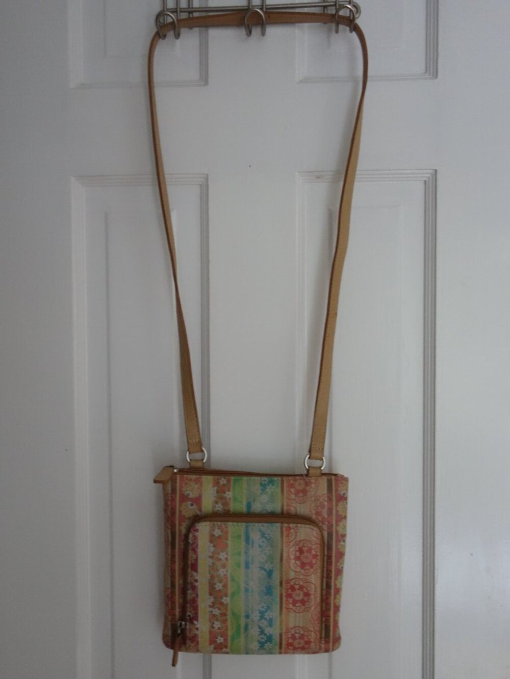 FOSSIL Leather Floral Paisley Multi-Color Boho CrossBody Purse - Picture 7 of 7